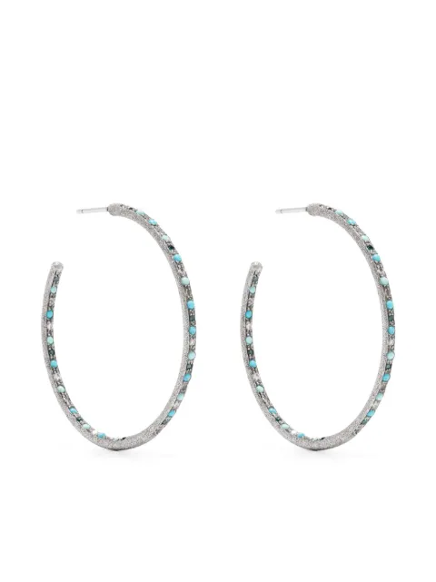 Carolina Bucci 18kt white gold diamond and turquoise hoop earrings