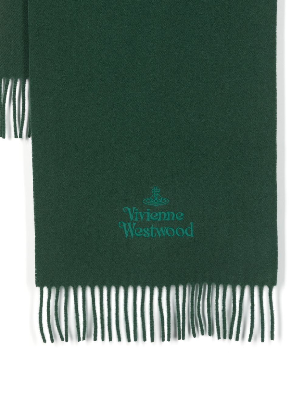 Vivienne Westwood Orb-embroidered wool scarf - Groen