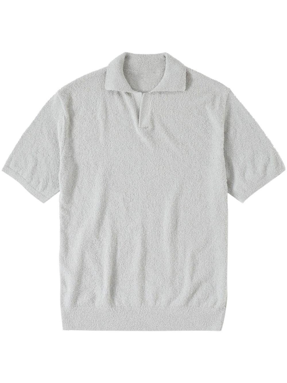Closed Textured-knit Polo Shirt In Grey
