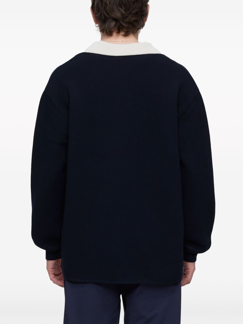 Shop Closed Contrast-collar Polo Jumper In Blue