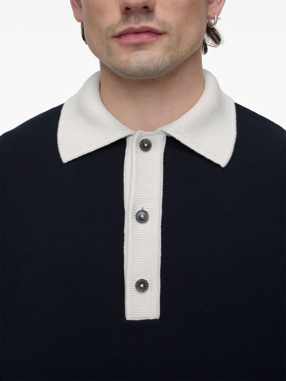 Shop Closed Contrast-collar Polo Jumper In Blue