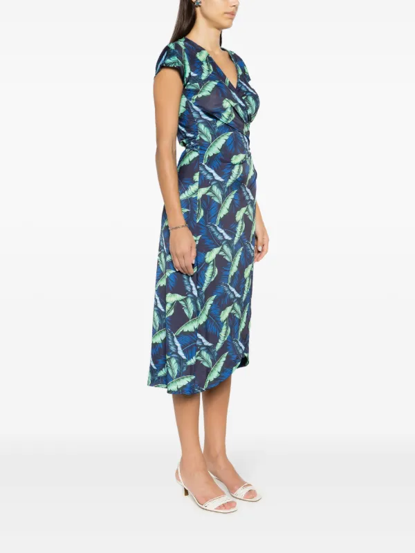 Leaf print wrap dress deals