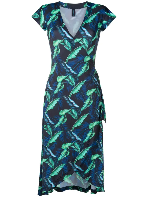 Lygia Nanny Falcao leaf print Wrap Dress Farfetch