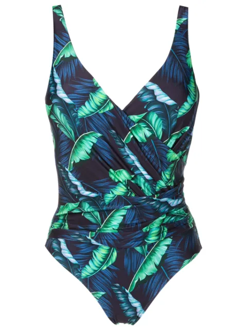 Lygia & Nanny Maisa draped leaf-print swimsuit