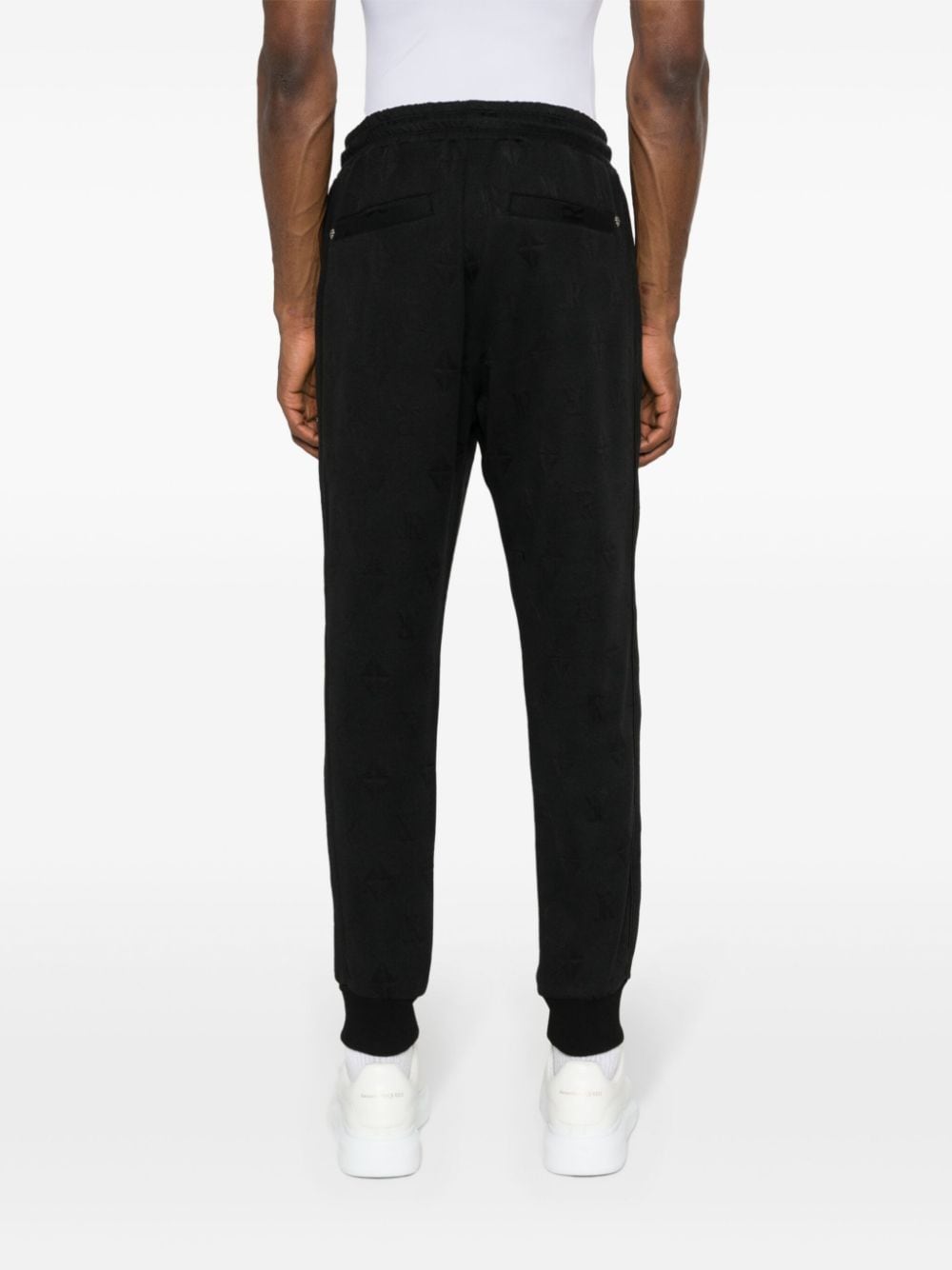 Shop John Richmond Logo-jacquard Tapered Trousers In Black
