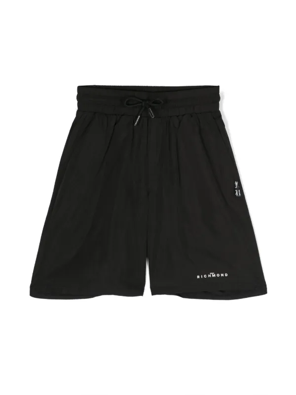 John Richmond Junior logo print Swim Shorts Black FARFETCH TR