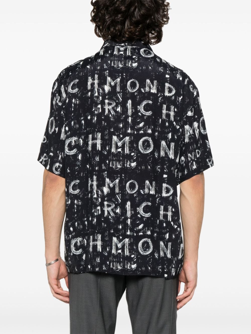 Shop John Richmond Logo-print Short-sleeve Shirt In Black