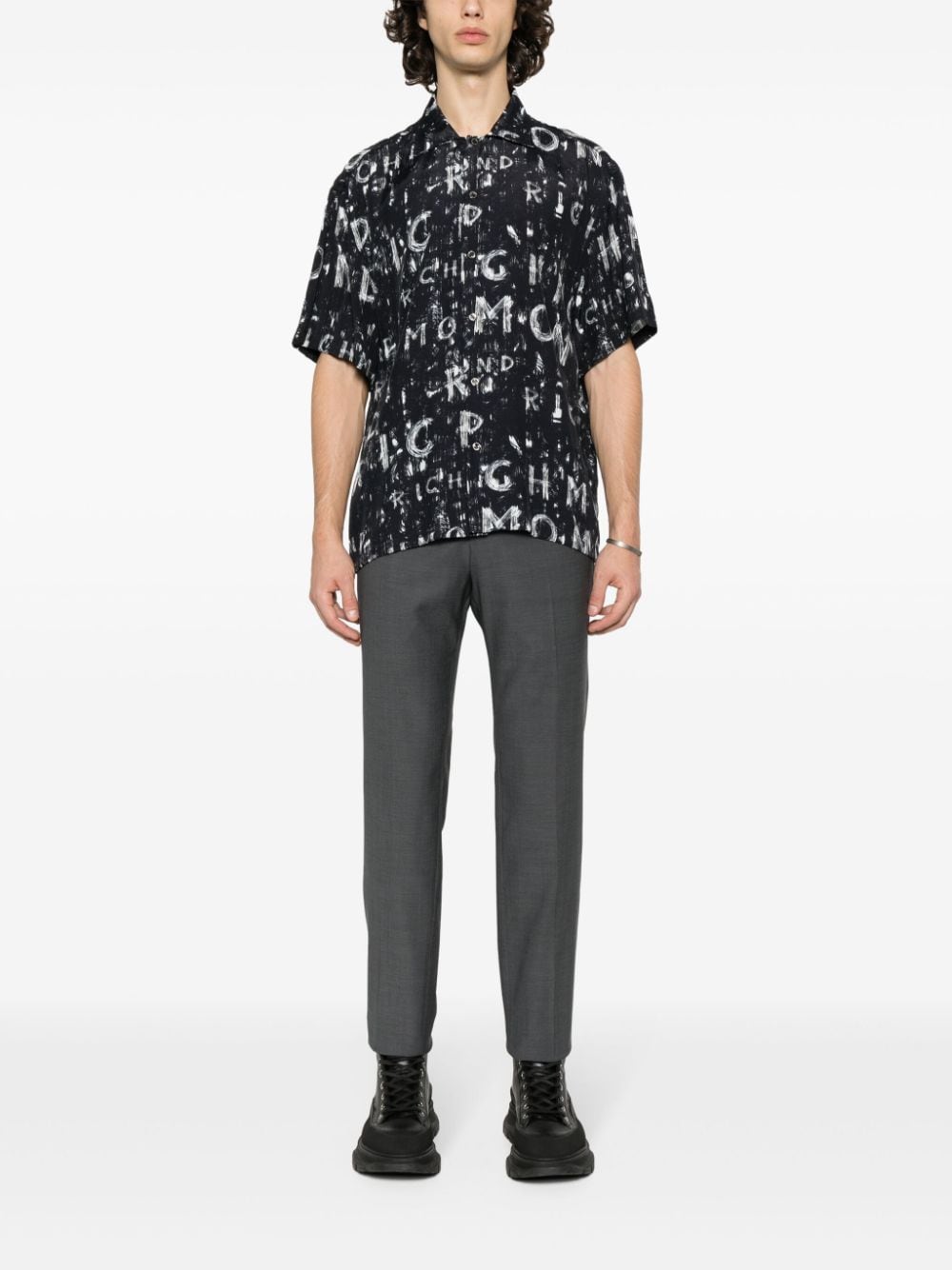 Shop John Richmond Logo-print Short-sleeve Shirt In Black