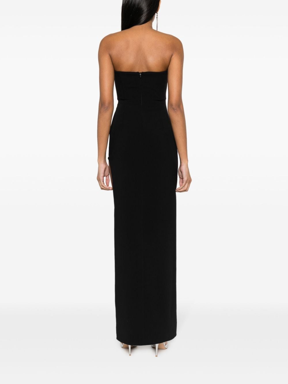 Shop Nissa Floral-appliqué Crystal-embellished Maxi Dress In Black