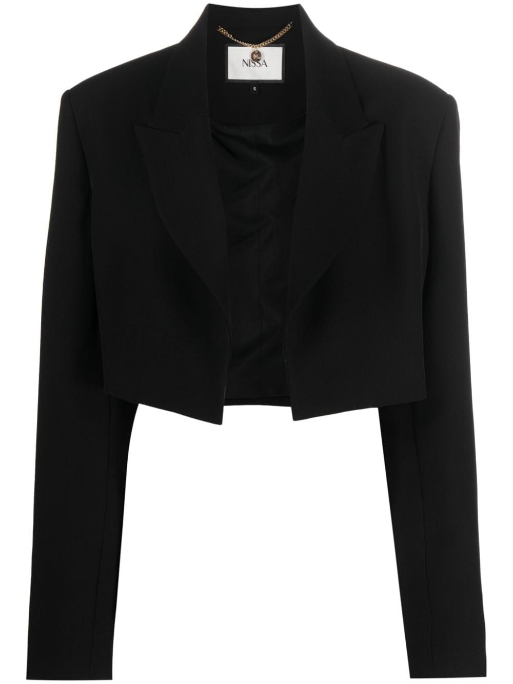 Nissa Peak-lapels Cropped Blazer In Black