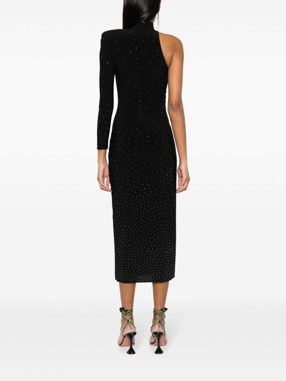 Shop Nissa Crystal-embellished One-shoulder Midi Dress In Black