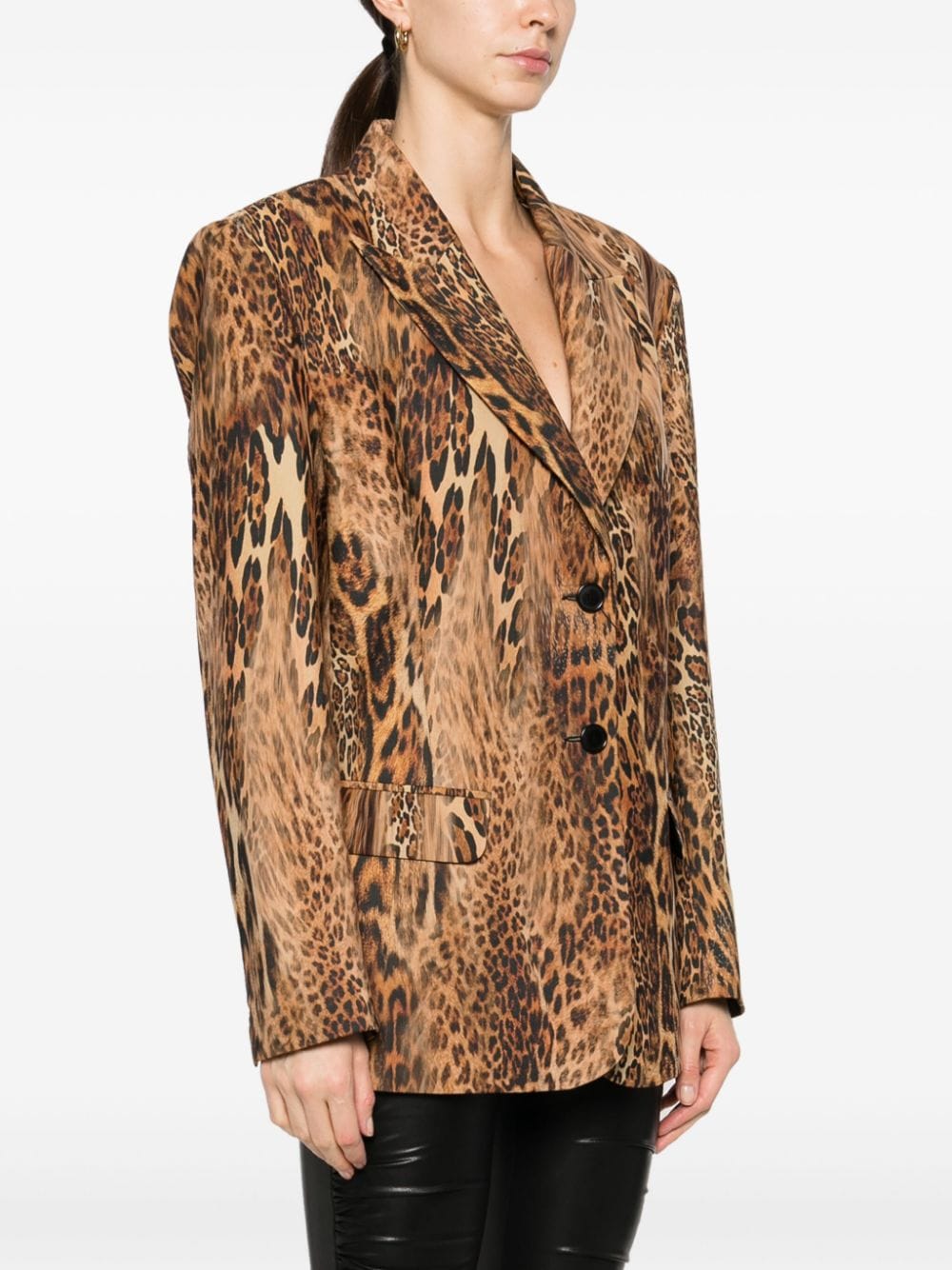 Shop Nissa Leopard-print Single-breasted Blazer In Brown