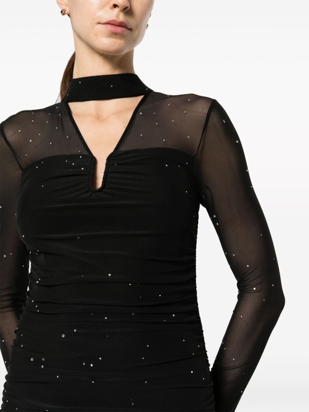 Shop Nissa Crystal-embellished Cut-out Dress In Black