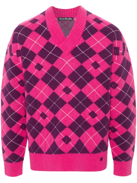Acne Studios argyle-intarsia wool-blend jumper