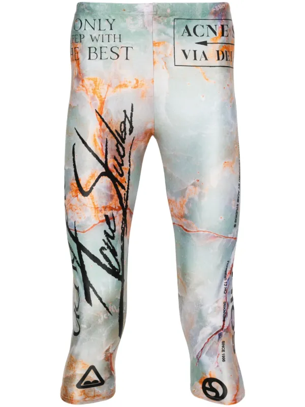 Acne Studios Marble artwork print Cropped Leggings Green FARFETCH AZ