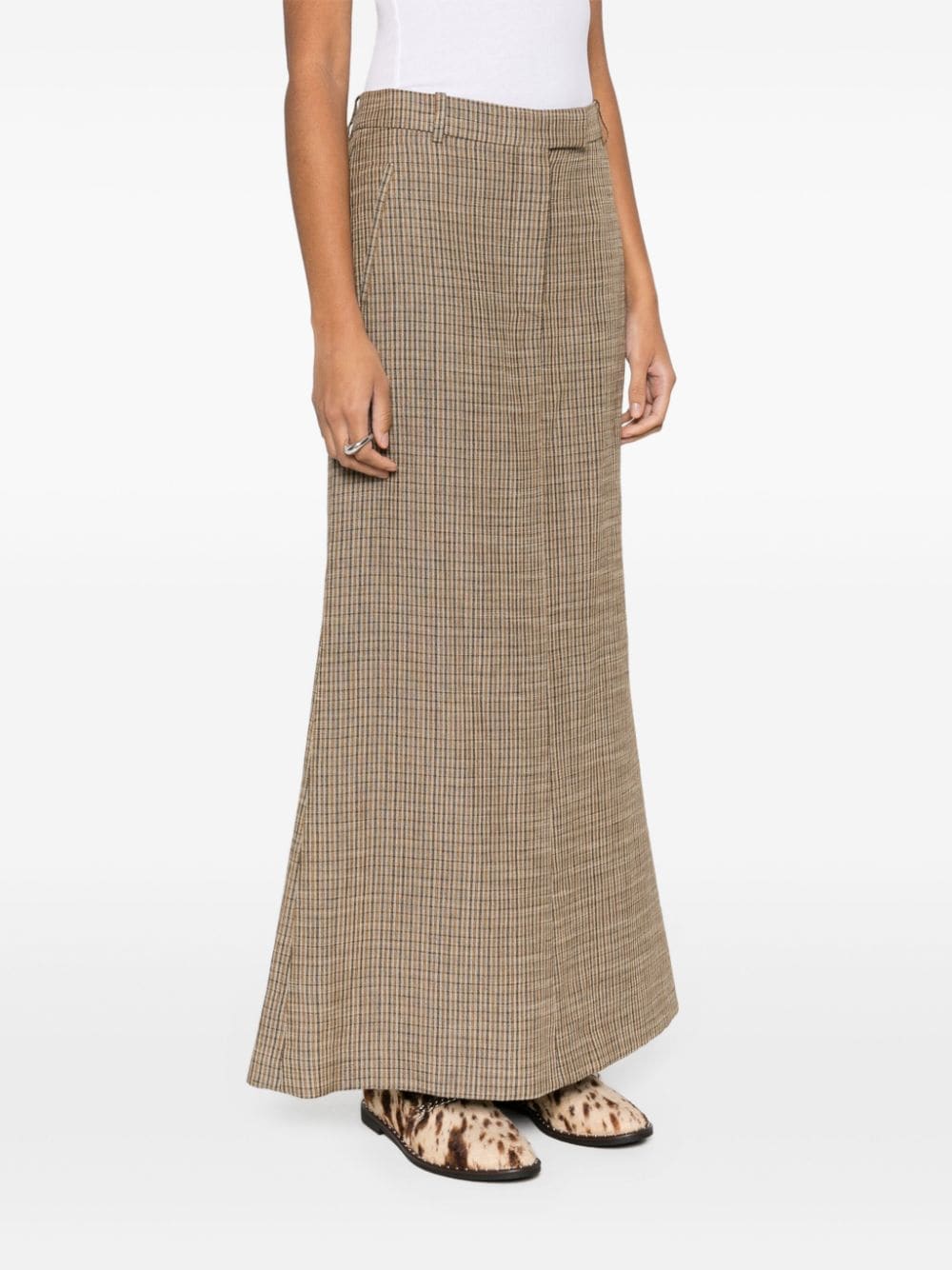 Shop Acne Studios Checked Maxi Skirt In Brown