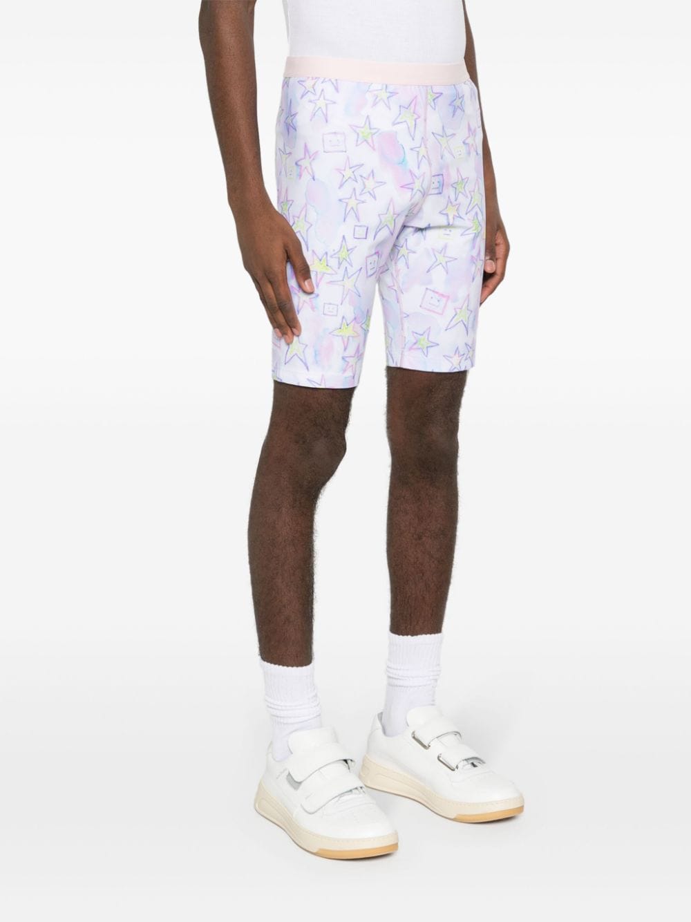 Shop Acne Studios Face-print Tie-dye Shorts In Pink