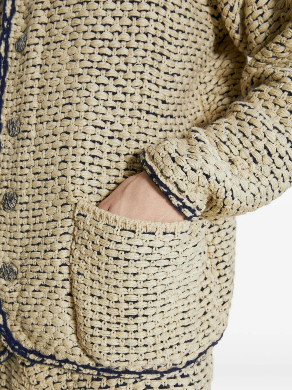 Isa Boulder Basket-weave Jacket In Neutrals