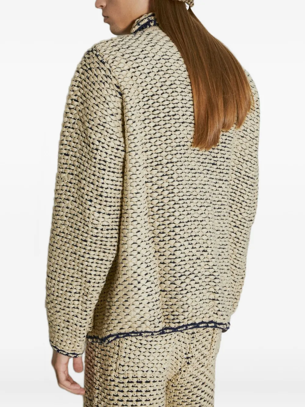 Isa Boulder Basket-weave Jacket In Neutrals