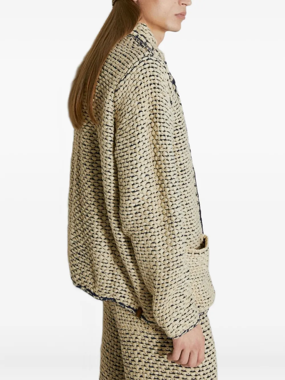 Isa Boulder Basket-weave Jacket In Neutrals