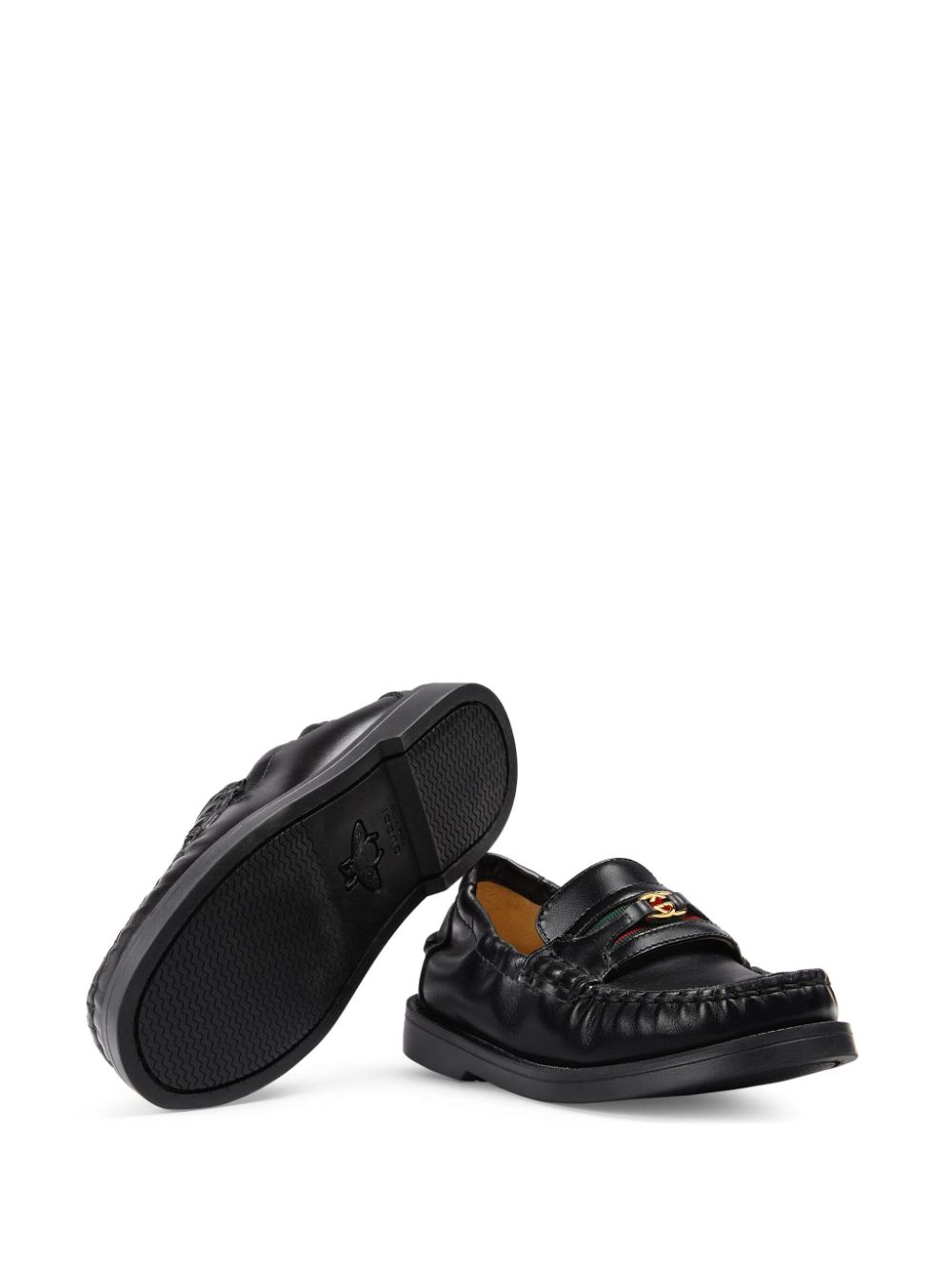 Gucci Kids Interlocking G leather loafers - Zwart