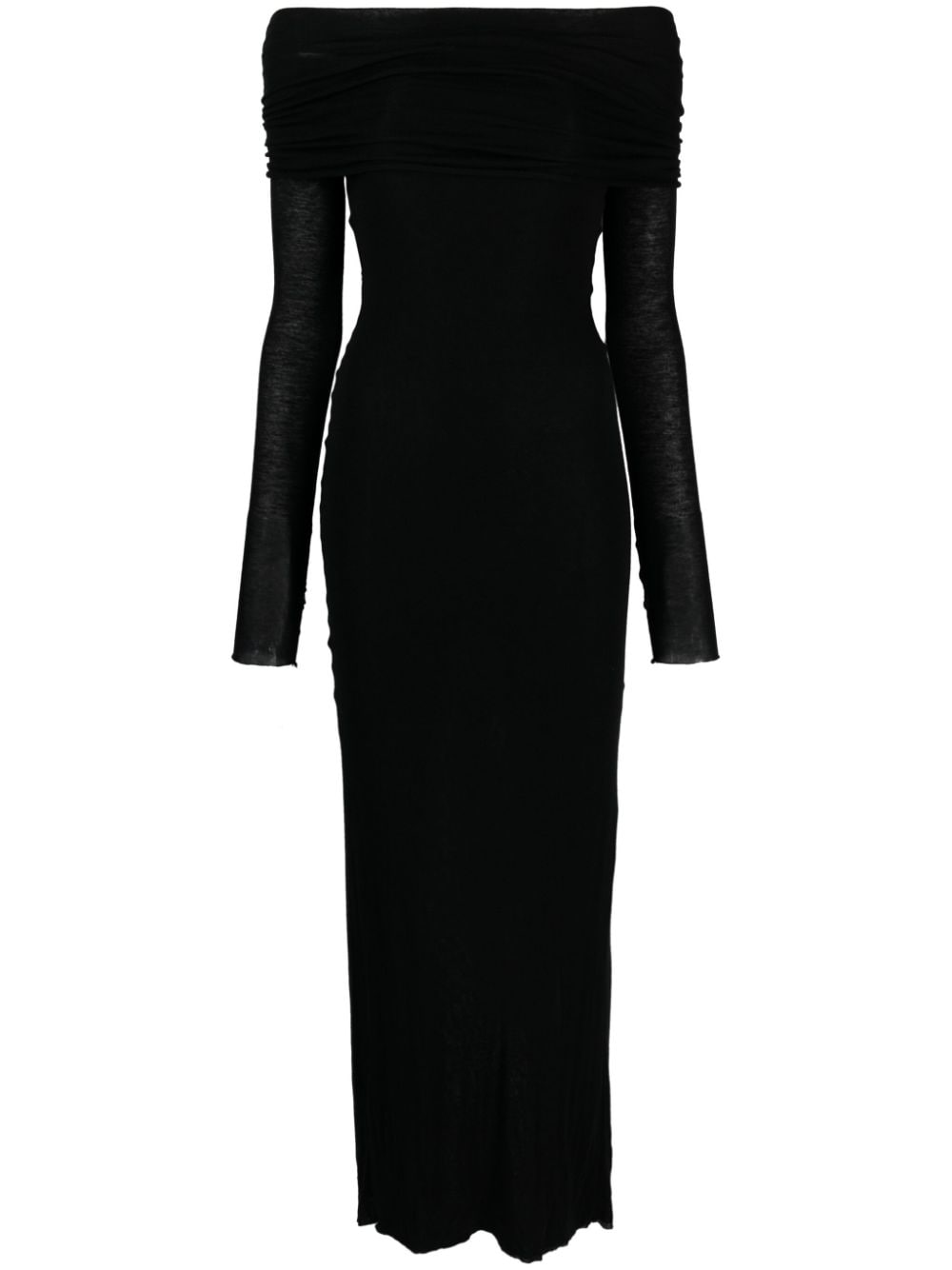 Manurí Off-shoulder Fine-knit Dress In Black