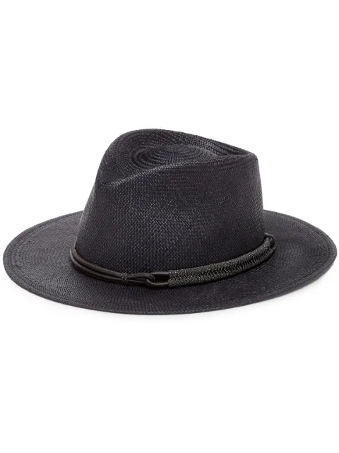 Brunello Cucinelli Monili-bead straw fedora hat