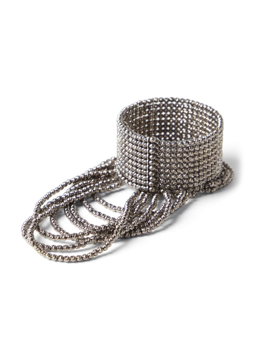 Shop Brunello Cucinelli Sterling Silver Draped Cuff Bracelet