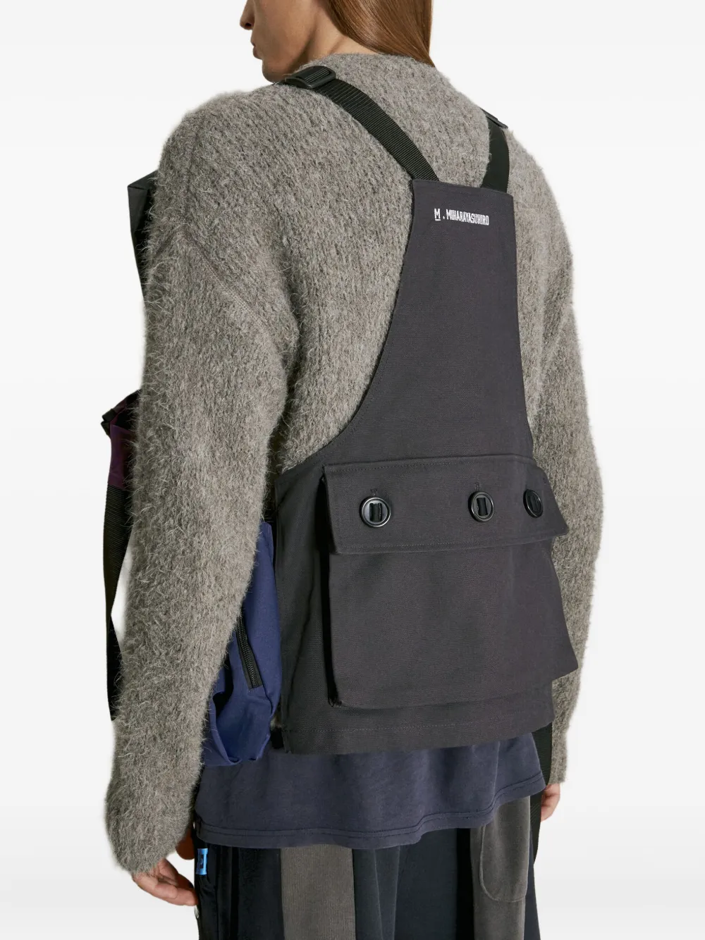 Maison MIHARA YASUHIRO multi-pocket harness vest Blauw