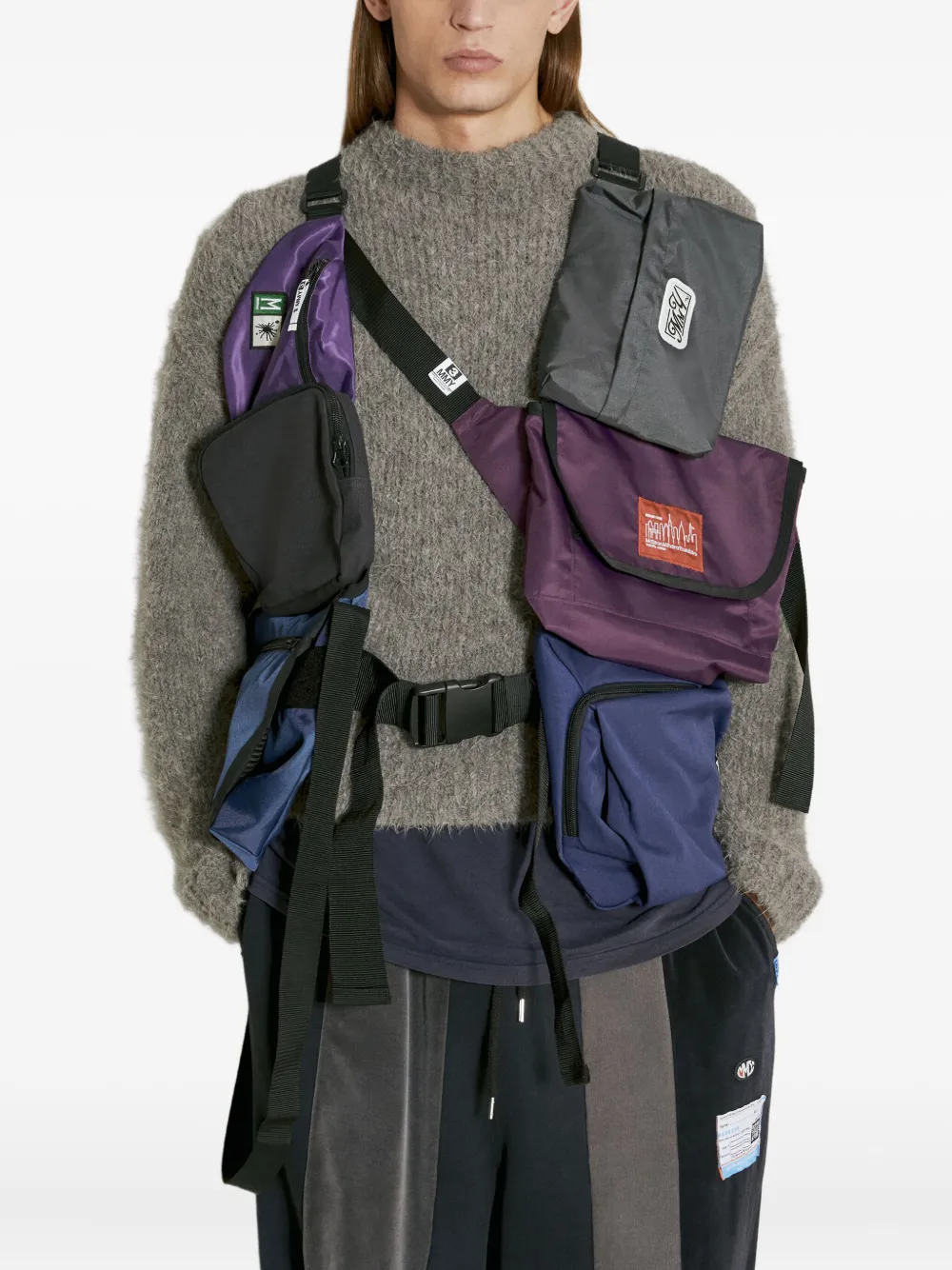 Maison MIHARA YASUHIRO multi-pocket harness vest Blauw