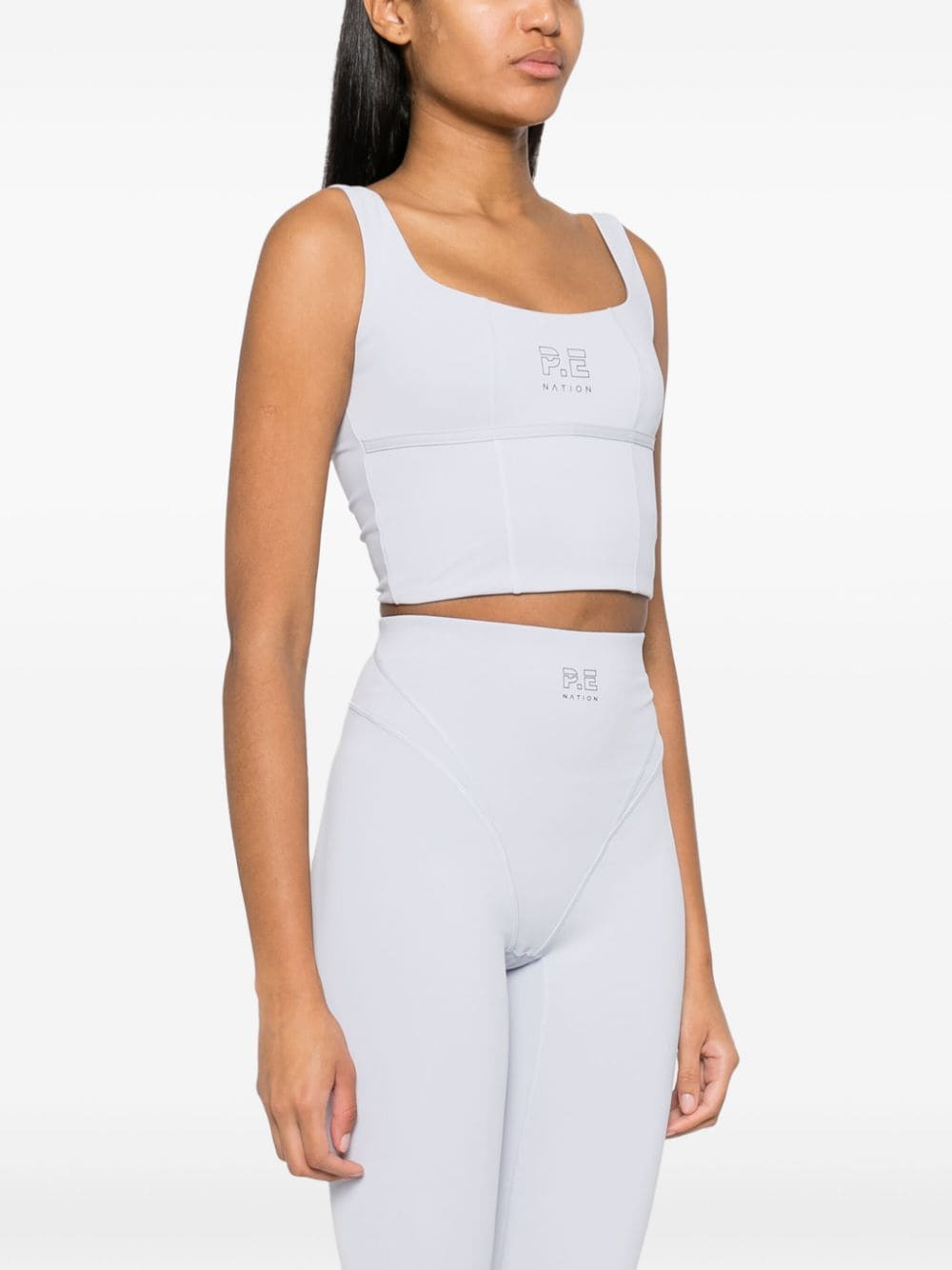 Shop P.e Nation Aster Cropped Tank Top In Grey