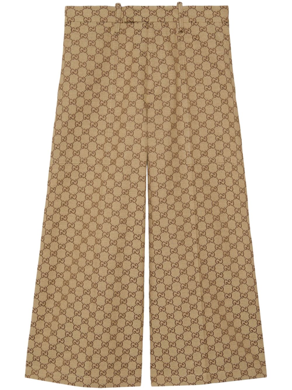 GUCCI GG-CANVAS CROPPED WIDE-LEG TROUSERS