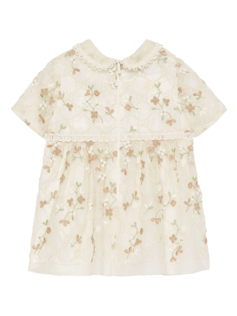Gucci Kids Double G-embroidered silk dress - Beige