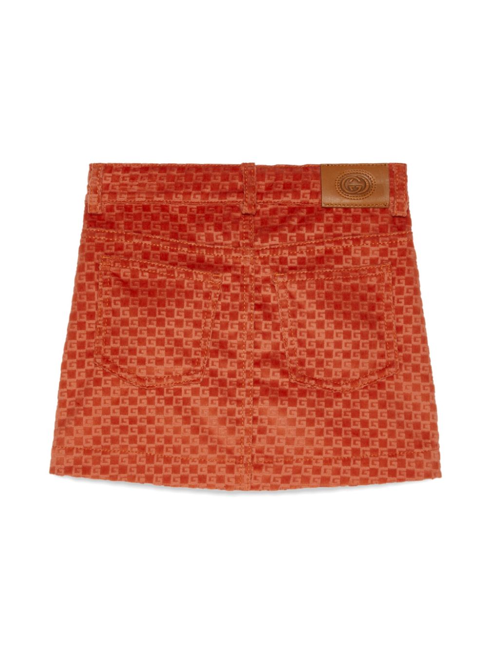 Gucci Kids monogram-jacquard velvet miniskirt - Rood