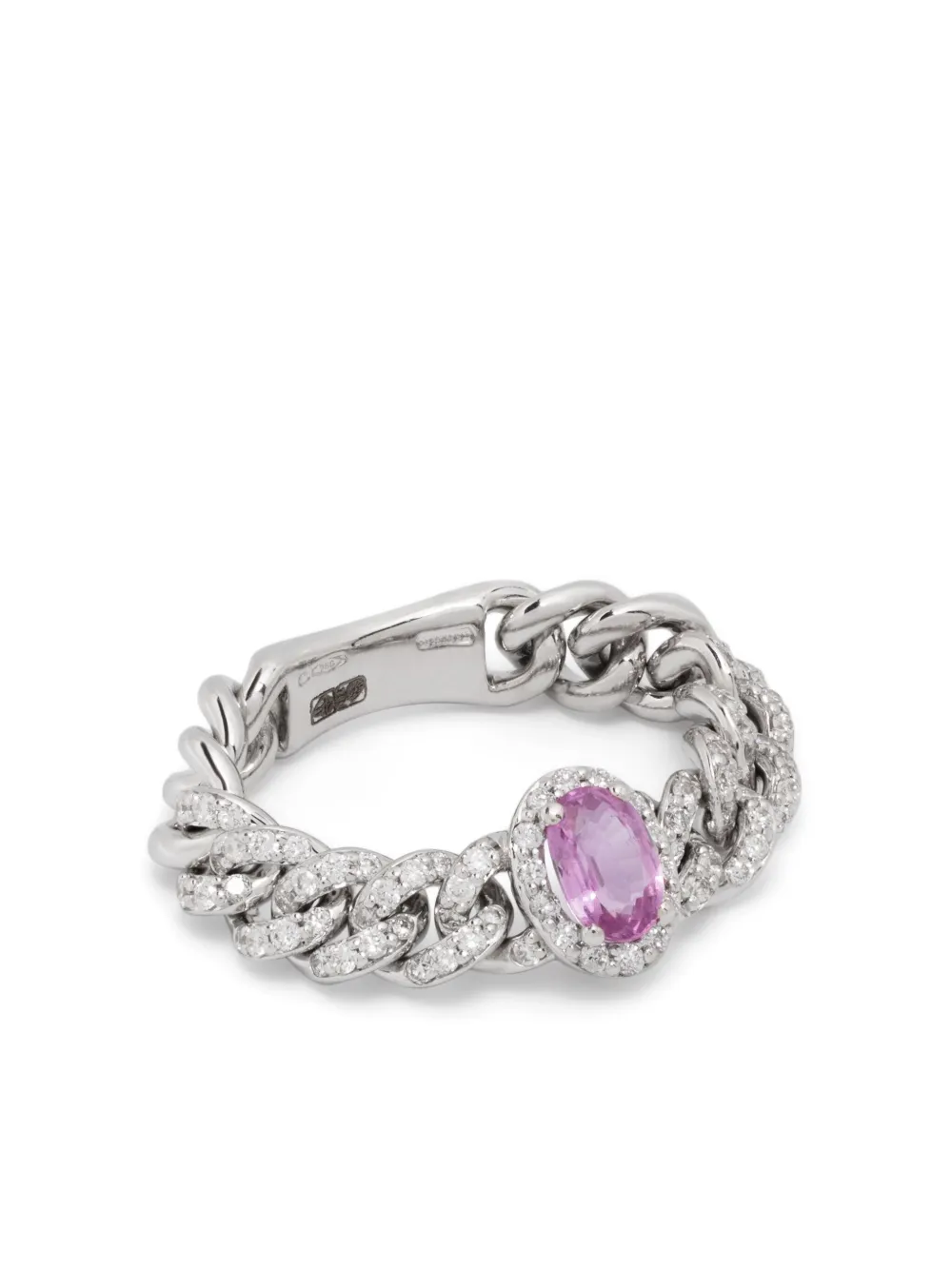 ROSEKEY Anello in oro bianco 18kt con diamanti e zaffiro - Argento