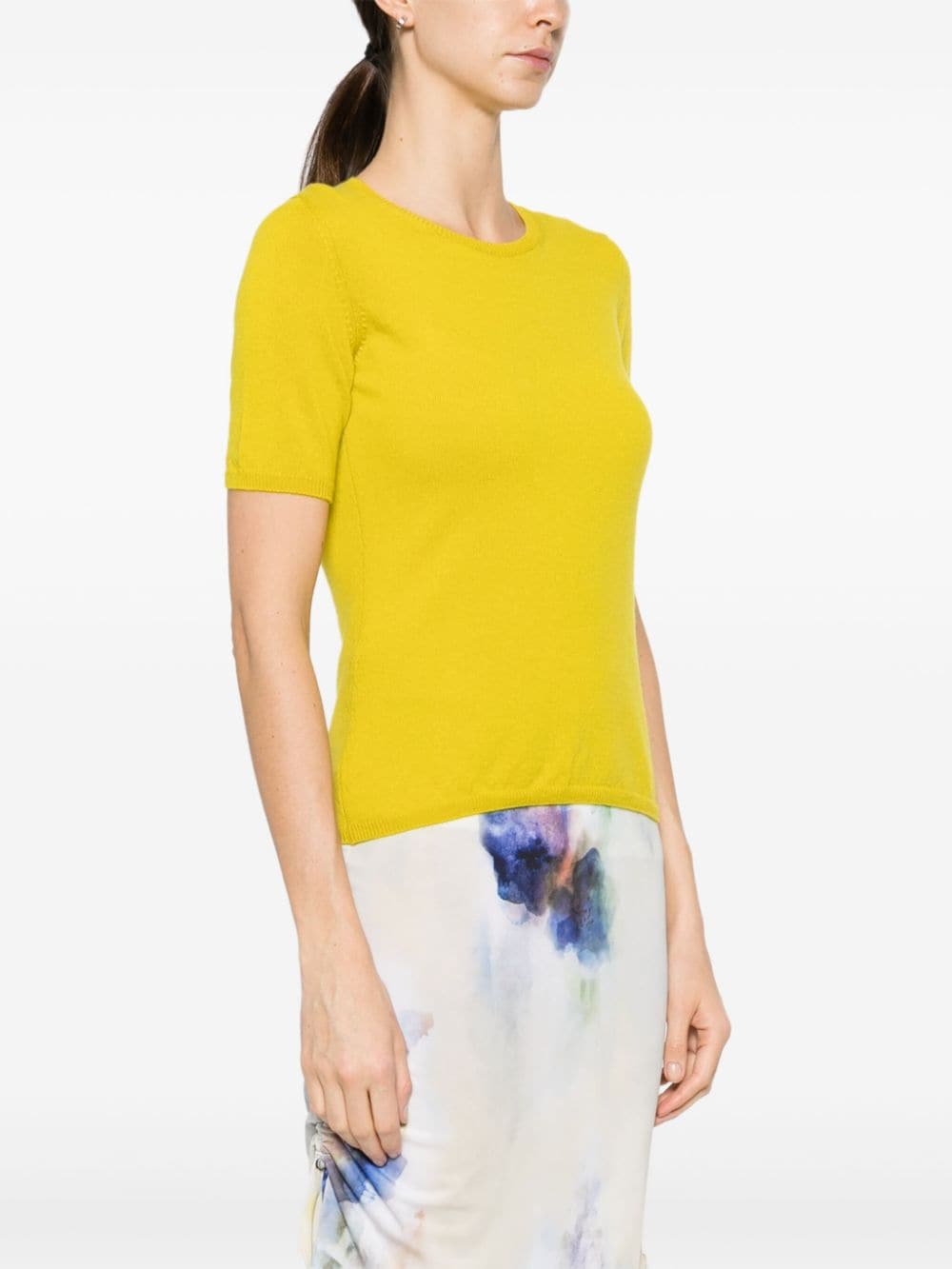 Shop Incentive! Cashmere Short-sleeve Cashmere Knitted Top In Yellow
