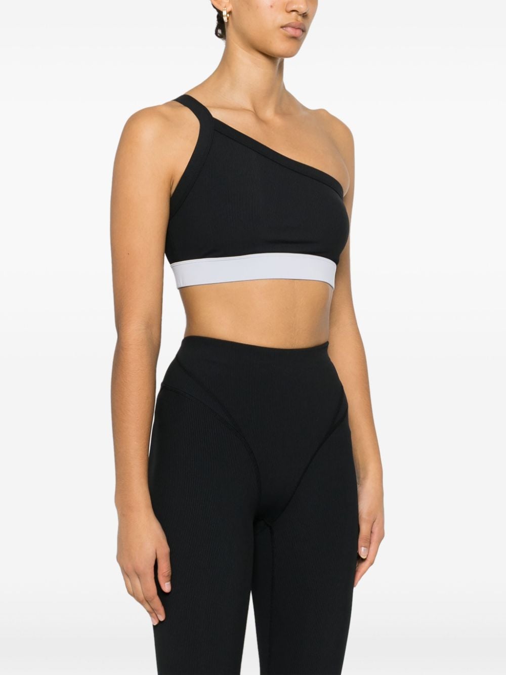 Shop P.e Nation Mark One One-shoulder Sports Bra In Black