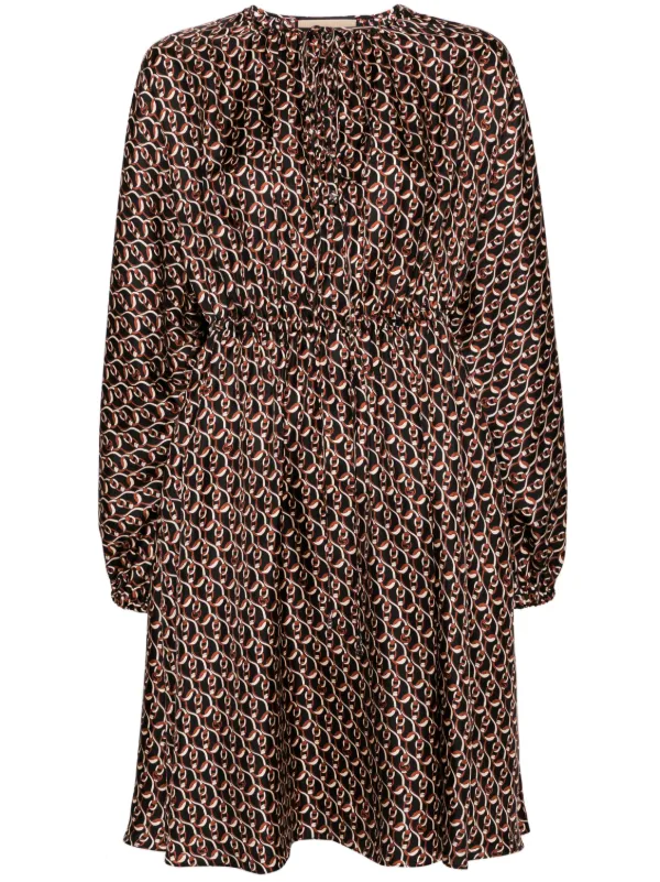 Gucci Interlocking G chain print Silk Dress Black FARFETCH AE