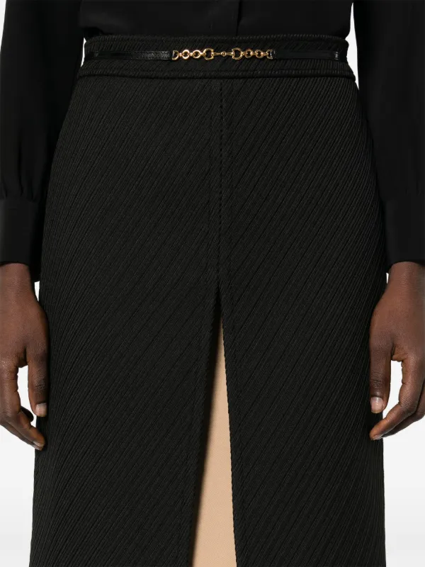 Gucci horsebit-chain Striped Skirt | Black | FARFETCH