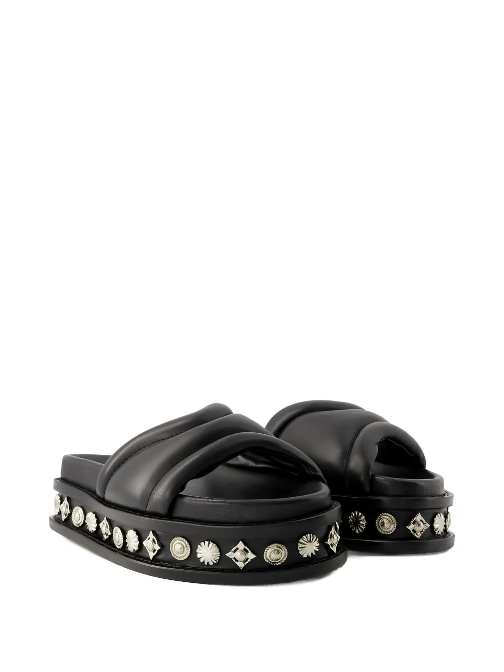 Shop Toga Studded Slides In Black