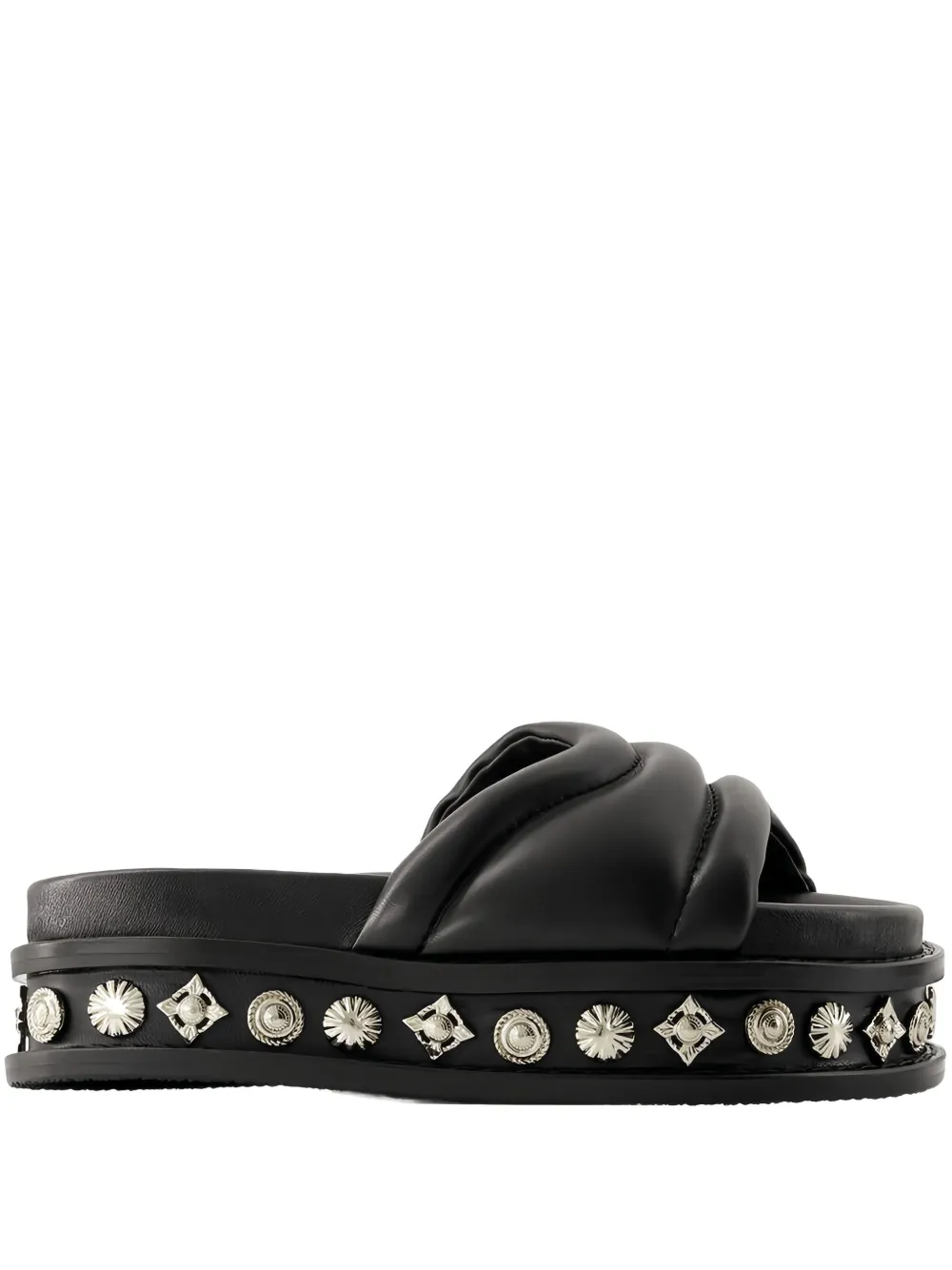 Shop Toga Studded Slides In Black