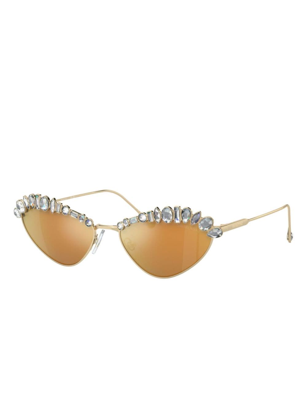 Shop Swarovski Crystal-embellished Cat-eye Sunglasses In Brown