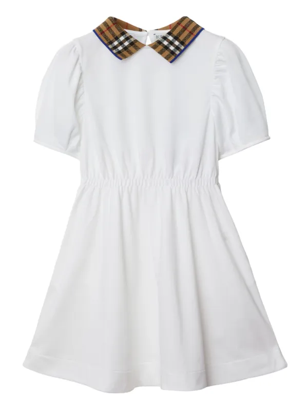 Burberry Kids check collar Cotton Polo Dress White FARFETCH PT