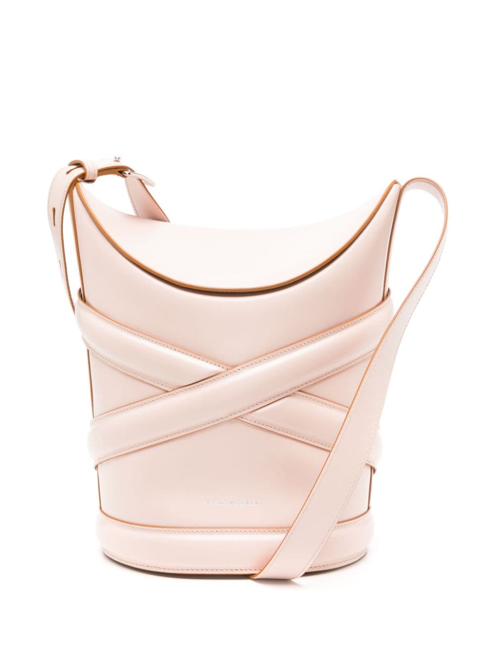 Pre-owned Alexander Mcqueen The Curve Leather Bucket Shoulder Bag In Pink