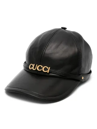1200 美品 グッチ GUCCI キャップ レザー GGアイコン ユニセックス Gucci レザーキャップ | ブラック | FARFETCH JP