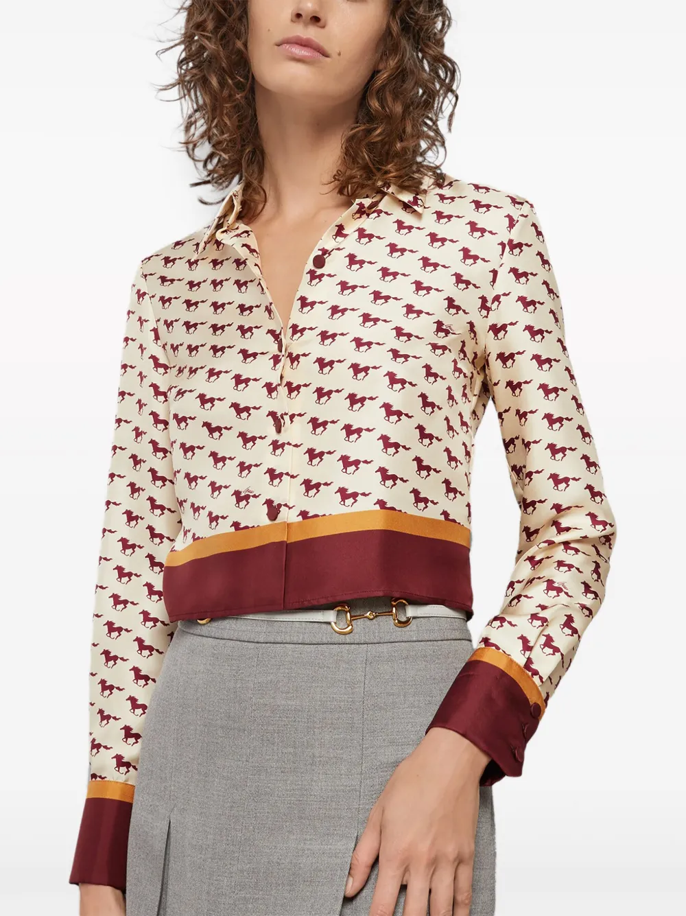 Gucci Cropped horseprint Silk Shirt Farfetch