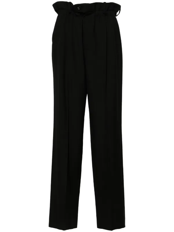 Gucci Paperbag-waist Straight-leg Trousers in Black