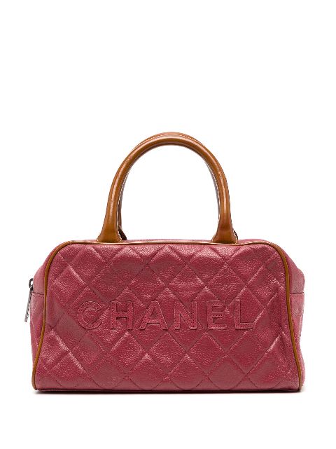 Cheap HOT SALE CHANEL 2000-2002 Bowler diamond-quilted handbag Women