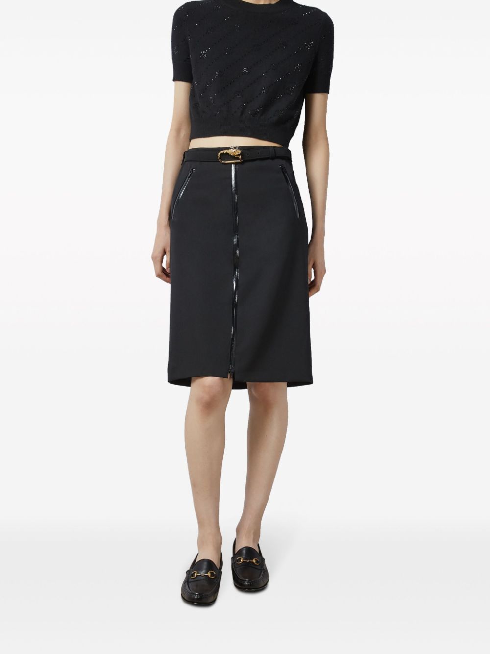 Shop Gucci High-waisted Wool Skirt In Schwarz