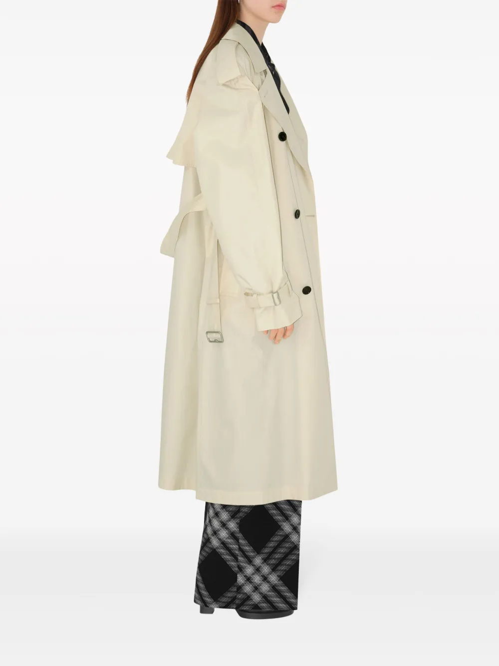 Shop Burberry Double-breasted Cotton Trench Coat In Neutrals